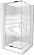 Mexen Rio cabine de douche carrée 90 x 90 cm, bandes blanches, chrome + receveur Rio, blanc - 860-090-090-01-20-4510