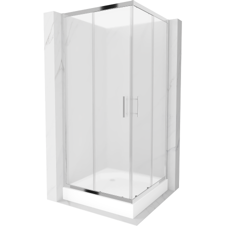 Mexen Rio cabine de douche carrée 90 x 90 cm, givre, chrome + receveur Rio, blanc - 860-090-090-01-30-4510