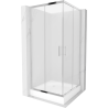 Mexen Rio cabine de douche carrée 90 x 90 cm, givre, chrome + receveur Rio, blanc - 860-090-090-01-30-4510