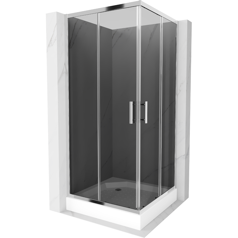 Mexen Rio cabine de douche carrée 90 x 90 cm, graphite, chrome + receveur, blanc - 860-090-090-01-40-4510
