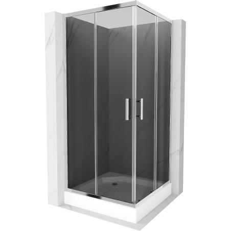 Mexen Rio cabine de douche carrée 90 x 90 cm, graphite, chrome + receveur, blanc - 860-090-090-01-40-4510