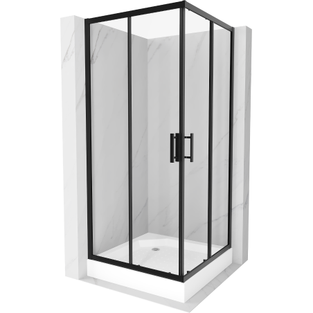 Cabine de douche carrée Mexen Rio 90 x 90 cm, transparente, noire + receveur Rio, blanc - 860-090-090-70-00-4510