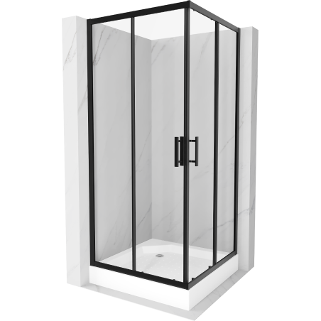 Mexen Rio cabine de douche carrée 90 x 90 cm, transparent, noir + receveur Rio, blanc - 860-090-090-70-00-4510