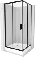 Cabine de douche carrée Mexen Rio 90 x 90 cm, transparente, noire + receveur Rio, blanc - 860-090-090-70-00-4510