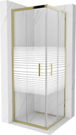 Mexen Rio cabine de douche carrée 70 x 70 cm, bandes blanches, dorée - 860-070-070-50-20
