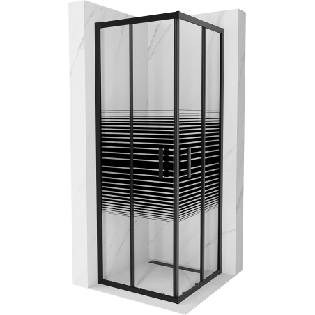 Mexen Rio cabine de douche carrée 70 x 70 cm, bandes noires, noir - 860-070-070-70-20