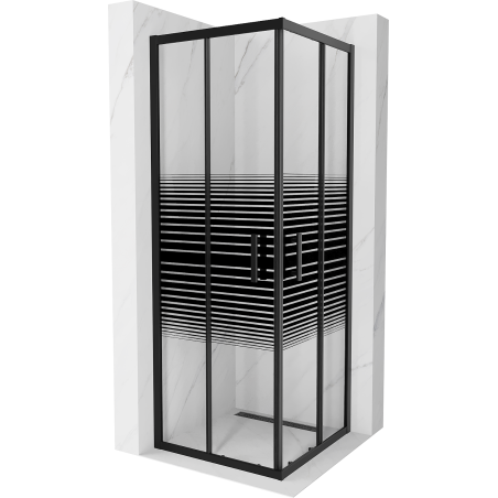 Mexen Rio cabine de douche carrée 70 x 70 cm, bandes noires, noire - 860-070-070-70-20