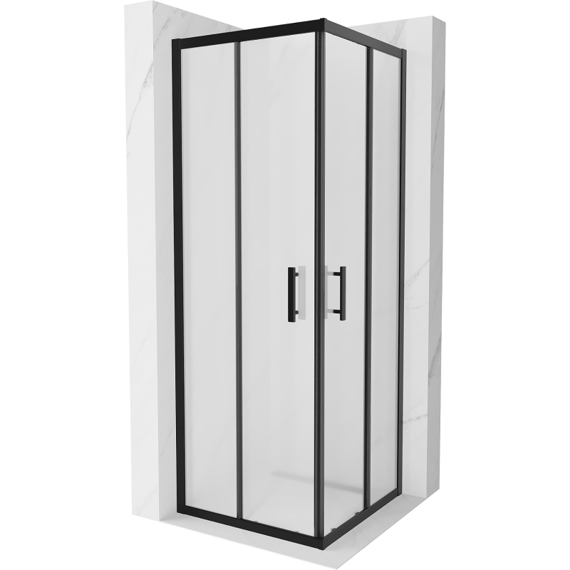 Mexen Rio cabine de douche carrée 70 x 70 cm, givrée, noire - 860-070-070-70-30