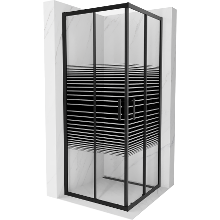 Mexen Rio cabine de douche carrée 80 x 80 cm, bandes noires, noire - 860-080-080-70-20