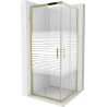 Mexen Rio cabine de douche carrée 80 x 80 cm, bandes, dorée - 860-080-080-50-20