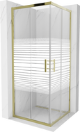 Mexen Rio cabine de douche carrée 80 x 80 cm, bandes blanches, dorée - 860-080-080-50-20
