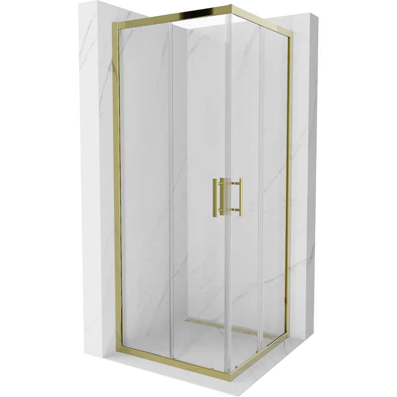 Cabine de douche carrée Mexen Rio 80 x 80 cm, transparente, dorée - 860-080-080-50-00