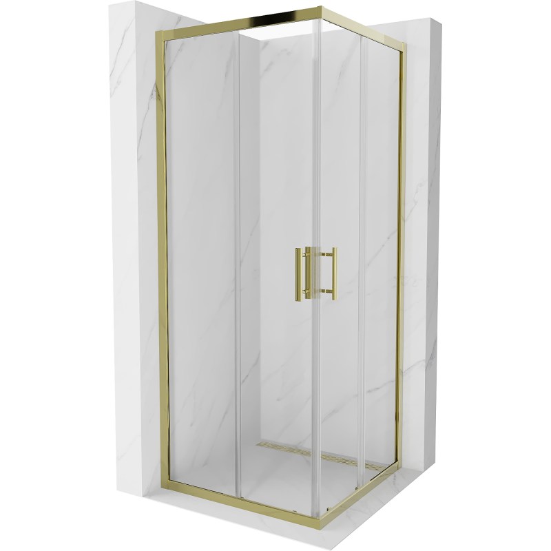 Mexen Rio cabine de douche carrée 80 x 80 cm, transparente, dorée - 860-080-080-50-00
