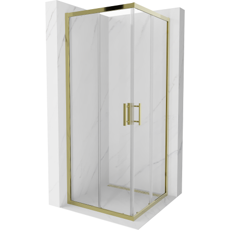 Cabine de douche carrée Mexen Rio 80 x 80 cm, transparente, dorée - 860-080-080-50-00