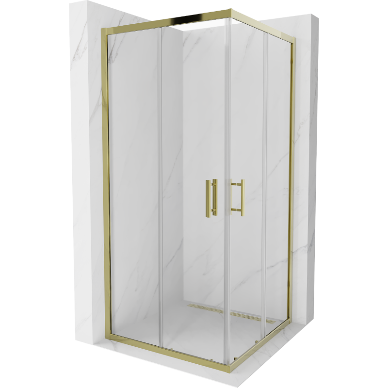 Mexen Rio cabine de douche carrée 90 x 90 cm, transparente, dorée - 860-090-090-50-00