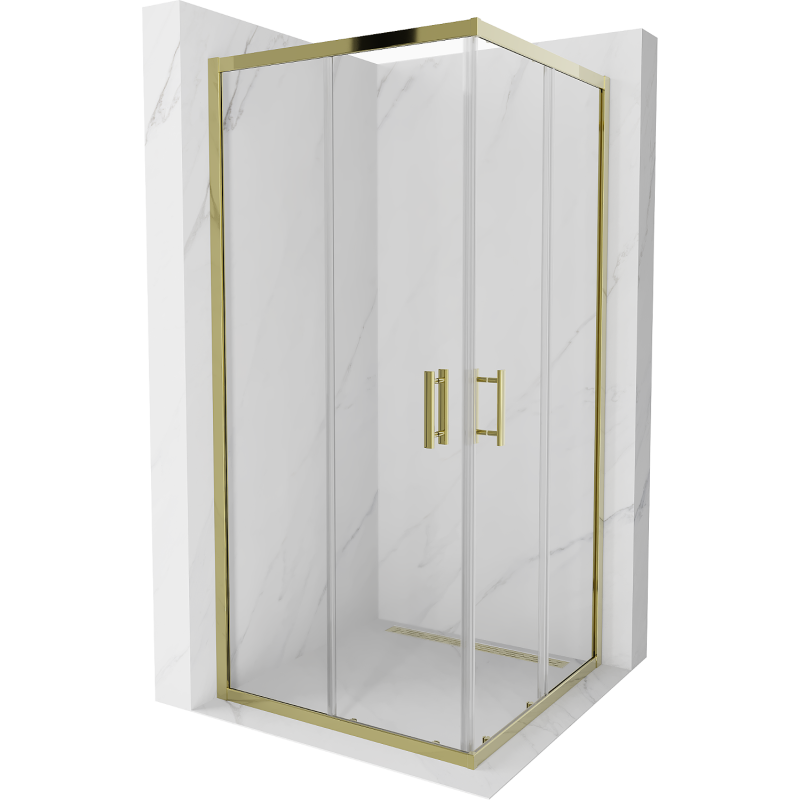 Mexen Rio cabine de douche carrée 90 x 90 cm, transparente, or - 860-090-090-50-00