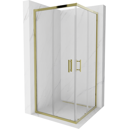Mexen Rio cabine de douche carrée 90 x 90 cm, transparent, doré - 860-090-090-50-00
