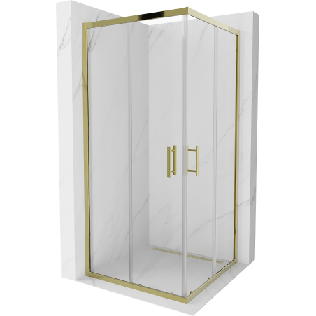 Mexen Rio cabine de douche carrée 90 x 90 cm, transparente, dorée - 860-090-090-50-00