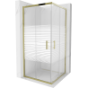 Mexen Rio cabine de douche carrée 90 x 90 cm, bandes blanches, dorée - 860-090-090-50-20