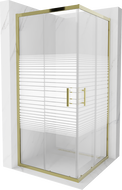 Mexen Rio cabine de douche carrée 90 x 90 cm, bandes blanches, dorée - 860-090-090-50-20