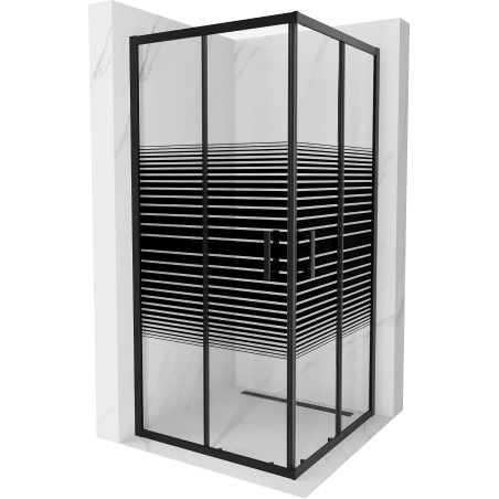Mexen Rio cabine de douche carrée 90 x 90 cm, bandes noires, noire - 860-090-090-70-20
