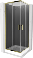Mexen Rio cabine de douche carrée 80 x 80 cm, graphite, or + receveur Rio, blanc - 860-080-080-50-40-4510