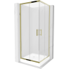 Mexen Rio cabine de douche carrée 80 x 80 cm, givrée, or + receveur Rio, blanc - 860-080-080-50-30-4510