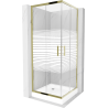 Mexen Rio cabine de douche carrée 80 x 80 cm, bandes, or + receveur Rio, blanc - 860-080-080-50-20-4510