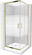 Mexen Rio cabine de douche carrée 80 x 80 cm, bandes blanches, or + receveur, blanc - 860-080-080-50-20-4510