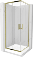 Mexen Rio cabine de douche carrée 80 x 80 cm, transparent, or + receveur, blanc - 860-080-080-50-00-4510