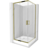 Mexen Rio cabine de douche carrée 90 x 90 cm, transparente, dorée + receveur Rio, blanc - 860-090-090-50-00-4510