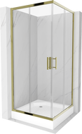 Mexen Rio cabine de douche carrée 90 x 90 cm, transparente, dorée + receveur Rio, blanc - 860-090-090-50-00-4510