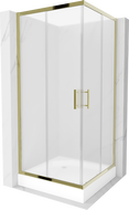 Mexen Rio cabine de douche carrée 90 x 90 cm, givrée, or + bac à douche Rio, blanc - 860-090-090-50-30-4510