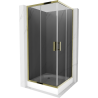 Mexen Rio cabine de douche carrée 90 x 90 cm, graphite, or + receveur de douche, blanc - 860-090-090-50-40-4510