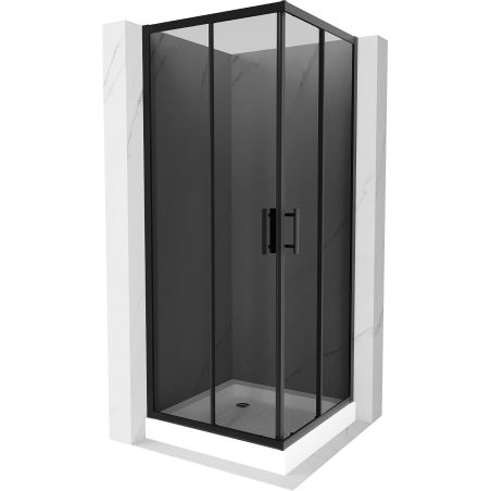 Mexen Rio cabine de douche carrée 80 x 80 cm, graphite, noire + receveur Rio, blanc - 860-080-080-70-40-4510