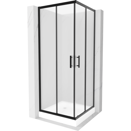Mexen Rio cabine de douche carrée 80 x 80 cm, givré, noir + receveur Rio, blanc - 860-080-080-70-30-4510
