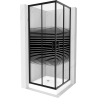 Mexen Rio cabine de douche carrée 80 x 80 cm, bandes, noire + bac Rio, blanc - 860-080-080-70-20-4510