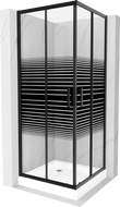 Mexen Rio cabine de douche carrée 80 x 80 cm, bandes, noire + bac Rio, blanc - 860-080-080-70-20-4510