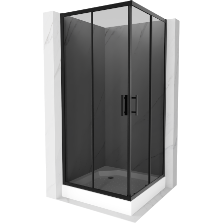 Mexen Rio cabine de douche carrée 90 x 90 cm, graphite, noir + receveur Rio, blanc - 860-090-090-70-40-4510