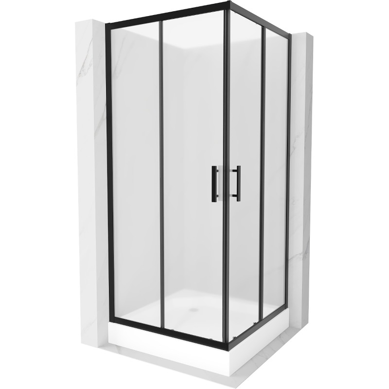 Mexen Rio cabine de douche carrée 90 x 90 cm, dépoli, noir + receveur de douche, blanc - 860-090-090-70-30-4510