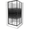 Mexen Rio cabine de douche carrée 90 x 90 cm, bandes, noire + bac Rio, blanc - 860-090-090-70-20-4510
