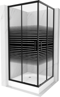 Mexen Rio cabine de douche carrée 90 x 90 cm, bandes, noire + bac Rio, blanc - 860-090-090-70-20-4510