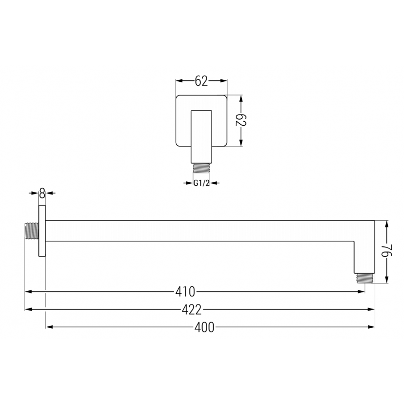 Mexen bras de douche mural 40 cm chromé - 79114-00