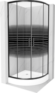 Cabine de douche Mexen Rio demi-circulaire 80 x 80 cm, rayures, noir + receveur Rio, blanc - 863-080-080-70-20-4710