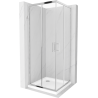 Cabine de douche carrée Mexen Rio 70 x 70 cm, transparente, chromée + receveur Flat, blanc - 860-070-070-01-00-4010