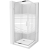 Mexen Rio cabine de douche carrée 80 x 80 cm, bandes blanches, chrome + receveur Flat, blanc - 860-080-080-01-20-4010