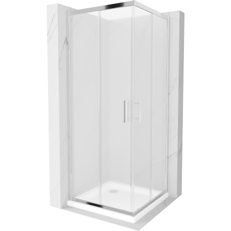 Mexen Rio cabine de douche carrée 70 x 70 cm, givrée, chrome + receveur Flat, blanc - 860-070-070-01-30-4010