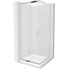 Mexen Rio cabine de douche carrée 80 x 80 cm, givré, chrome + receveur plat, blanc - 860-080-080-01-30-4010