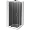 Mexen Rio cabine de douche carrée 70 x 70 cm, graphite, chromé + receveur Flat, blanc - 860-070-070-01-40-4010