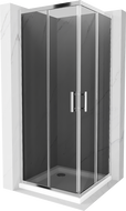Cabine de douche carrée Mexen Rio 90 x 90 cm, graphite, chrome + receveur plat, blanc - 860-090-090-01-40-4010